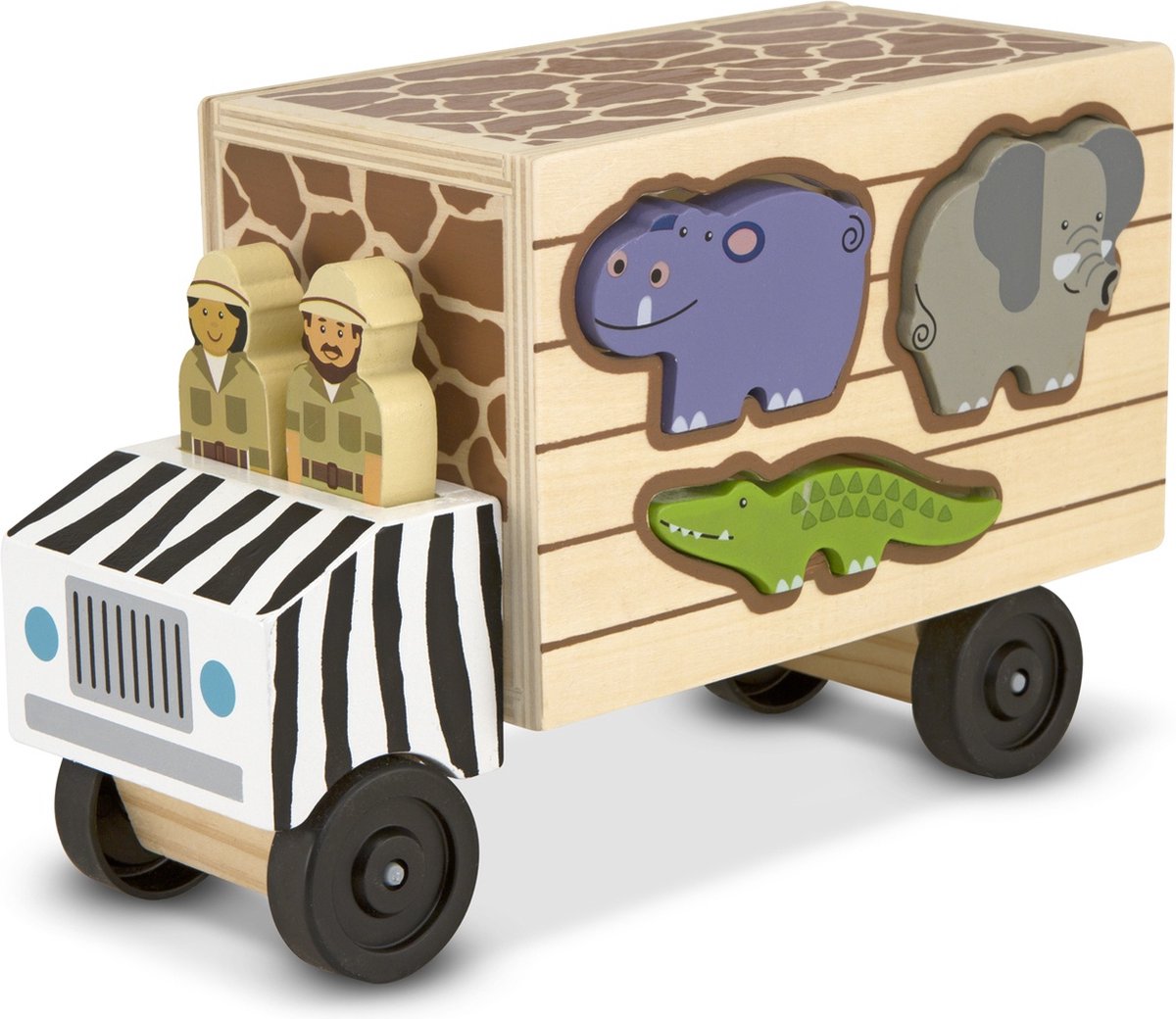 Melissa & Doug Reddingswagen met safaridieren - Houten Speelgoed - Trucks en voertuigen - Montessori Speelgoed - Houten Puzzel - Educatief spel - 2+ - Cadeau voor jongens en meisjes