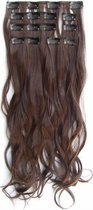 Clip in hair extensions 7 set wavy bruin - 4#