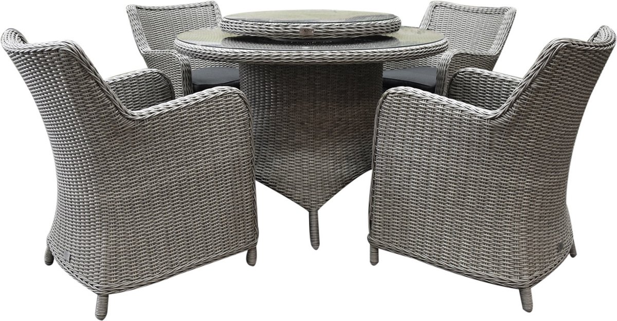 Bilbao Riccione dining tuinset 110 cm rond 6-delig grijs