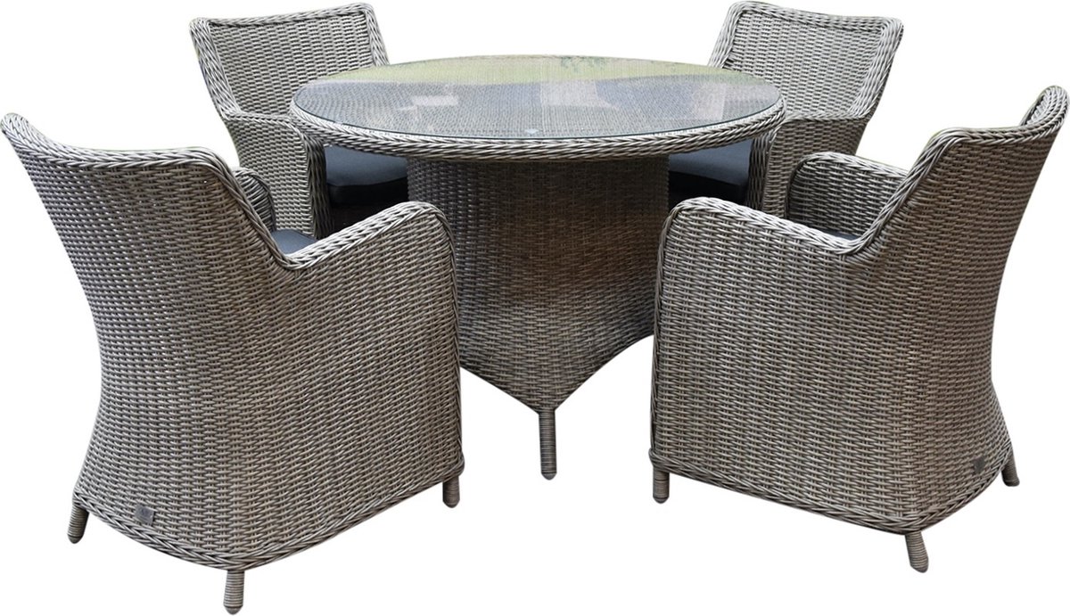 Bilbao Riccione dining tuinset 110 cm rond 5-delig grijs