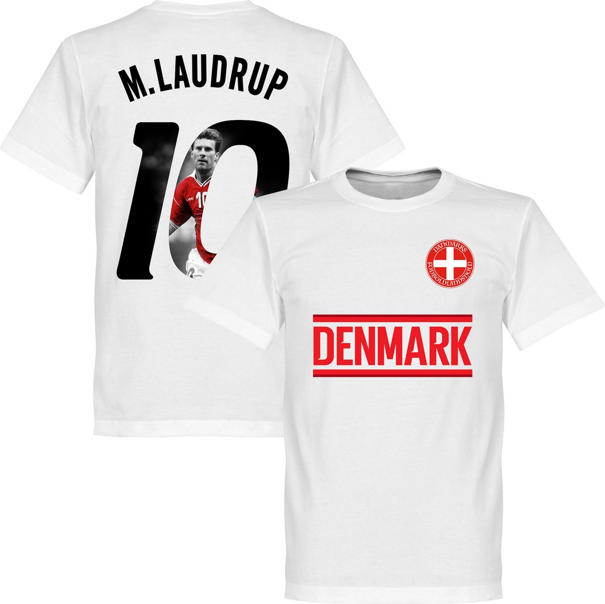 Denemarken M. Laudrup 10 Gallery Team T-Shirt - Wit - XXXL