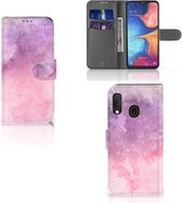 Geschikt voor Samsung Galaxy A20e Hoesje Pink Purple Paint
