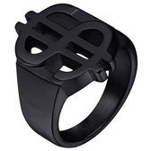 Edelstaal heren ring US Dollar Zwart-20mm