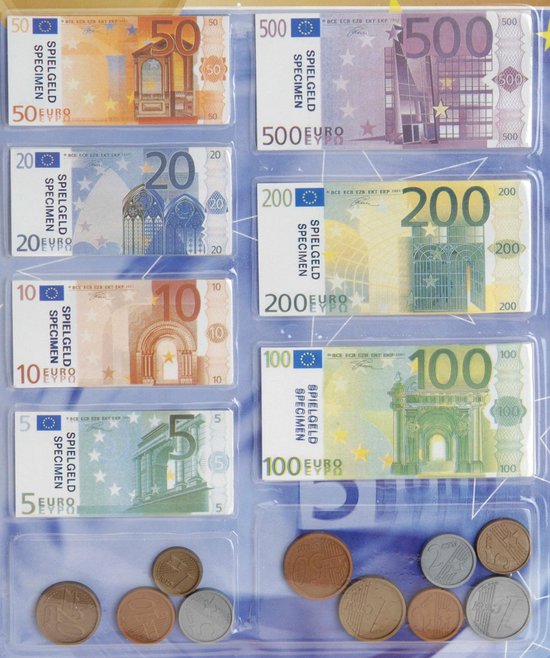 2x Jeux d'argent fictif euro avec pince à billets pour enfants - Jouets -  Argent