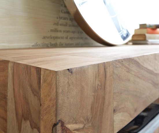 Ruïneren dynamisch Manie TV tafel Blokk sheesham natuur 200 cm massief hout 4 laden Lowboard |  bol.com