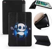 Music Panda Pattern Horizontale Flip PU lederen hoes voor iPad Mini 2019, met drie-uitklapbare houder en honingraat TPU-hoes