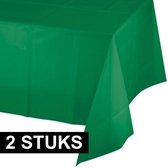 2x Tafelkleed groen 137 x 259 cm plastic - Thema feest tafelkleden