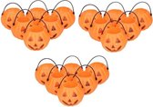 Halloween - 18x Halloween mini pompoen emmers 5 cm - Halloween decoratie/versiering/accessoires - Pompoen emmertjes