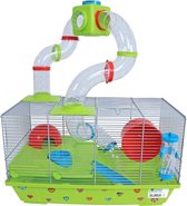 Voltrega hamsterkooi met buis en stickers grijs/groen