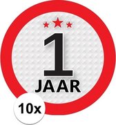 10x 1 Jaar leeftijd stickers rond 9 cm - 1 jaar verjaardag/jubileum versiering