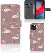 Geschikt voor iPhone 11 Pro Max Telefoonhoesje met Pasjes Flamingo