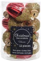 Overige Kerstballen - Tube A 12 Gl Acorn Sh-m W Glitter Christmas Red Dia3x4cm