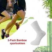 3-Pack Bamboe sportsokken | Kleur wit | Maat 46-47