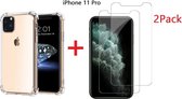 Ntech hoesje Geschikt voor iPhone 11 Pro Anti Shock Hoesje + 2X Screenprotector