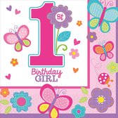 Amscan Servetten 1 Jaar Birthday Meisjes 33 X 33 Cm 16 Stuks