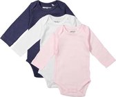 Dirkje Unisex Set(3delig) Rompers Lange Mouw Wit, Roze en Blauw - Maat 74/80