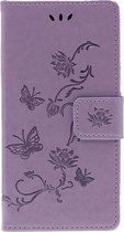 Shop4 - iPhone 11 Hoesje - Wallet Case Bloemen Vlinder Paars