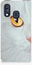 Hoesje Geschikt voor Samsung A40 maken Witte Kat