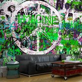 Fotobehang - Groene Graffiti, premium print vliesbehang