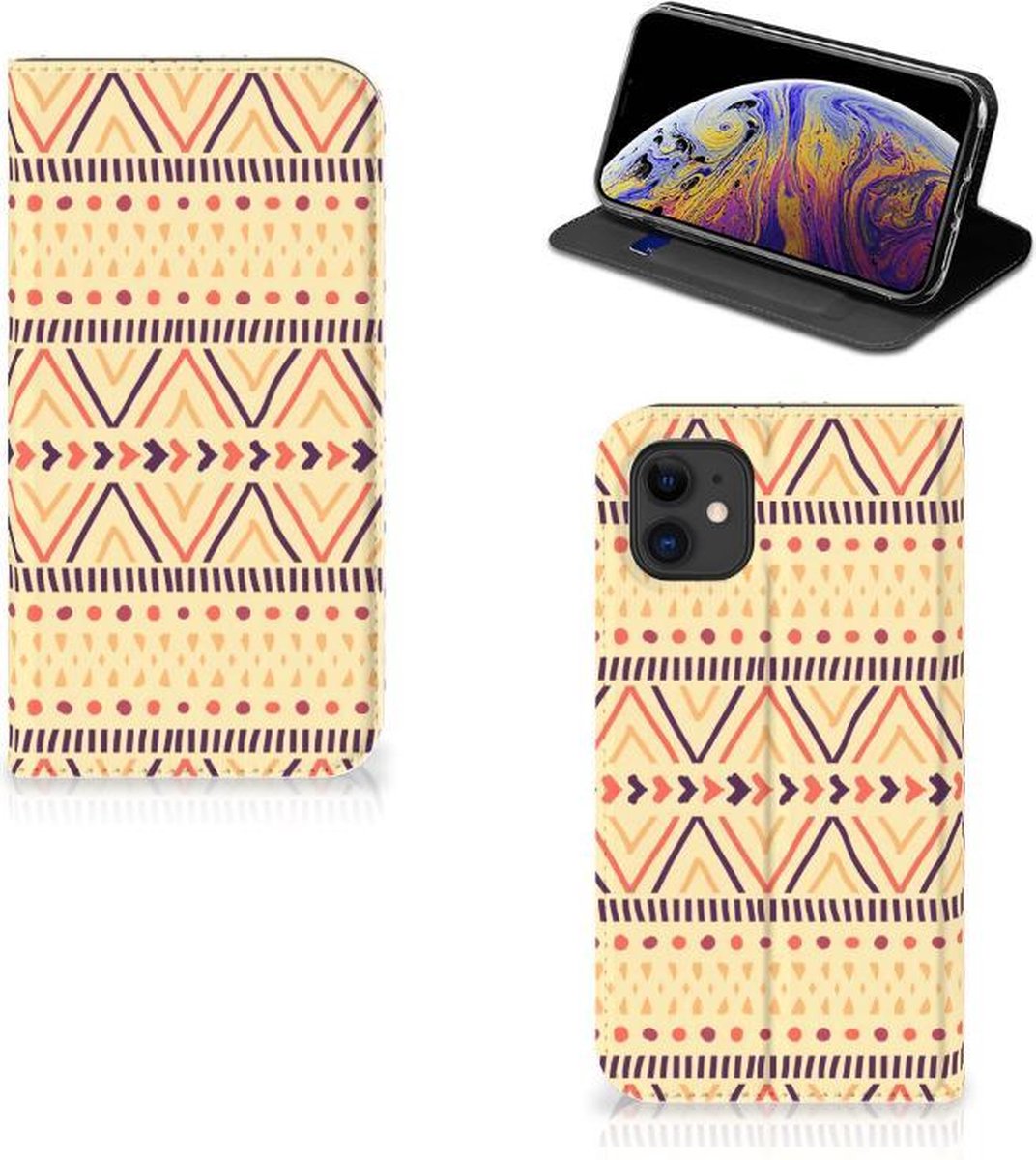 Apple iPhone 11 Hoesje met Magneet Aztec Yellow