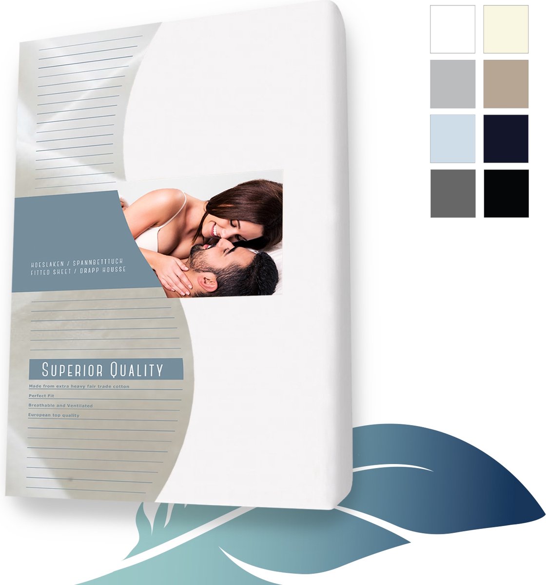24-Bedding Splittopper Hoeslaken - Jersey 100% katoen - 200x210 cm - Wit
