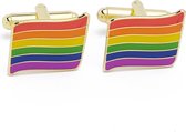 Manchetknopen - Regenboog Vlag Vierkant Gaypride