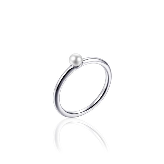Jewels Inc. - Ring - Met parel - 4mm Breed - Maat 62 - Gerhodineerd Zilver 925