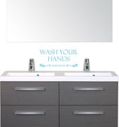 Muursticker Wash Your Hands Mom Said So - Lichtblauw - 22 x 10 cm