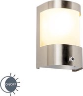 QAZQA mira - Moderne Wandlamp voor buiten - 1 lichts - D 100 mm - Staal - Buitenverlichting