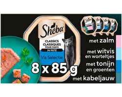 Sheba Adult Kattenvoer Classic Paté Natvoer Vis Kuipjes - 8 x 85 gr
