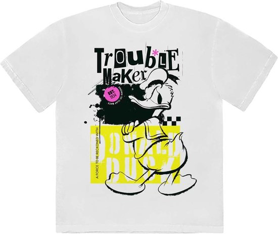 Disney Donald Duck - Trouble Maker Heren T-shirt - L - Wit