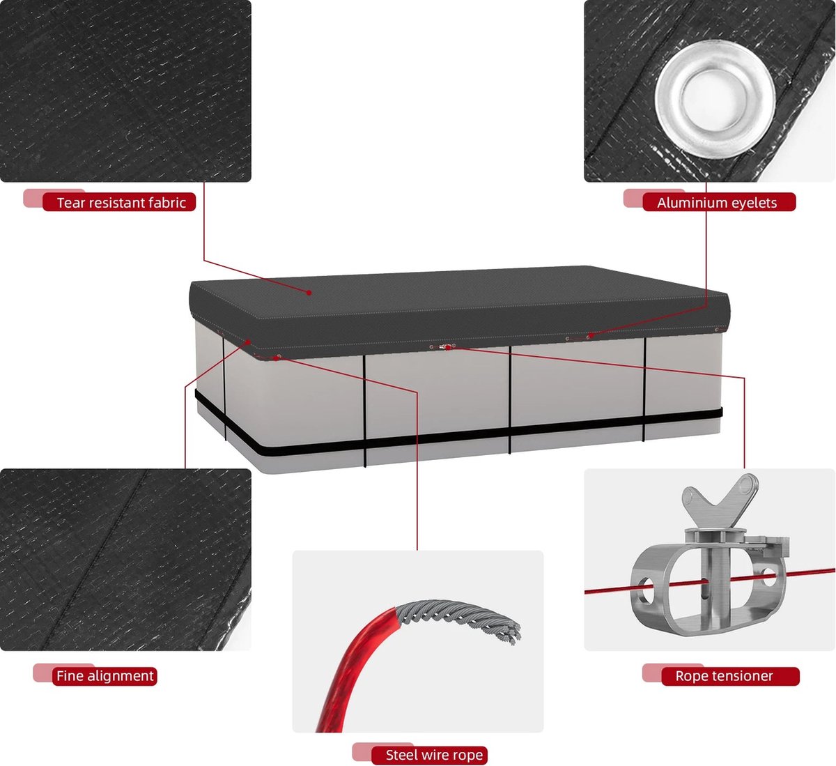 Néos® Zwembad Afdekzeil – Waterdicht/Solar – PE – Donkergrijs – 400x200x20cm Néos® Zwembad Afdekzeil – Waterdicht/Solar – PE – Donkergrijs – 400x200x20cm