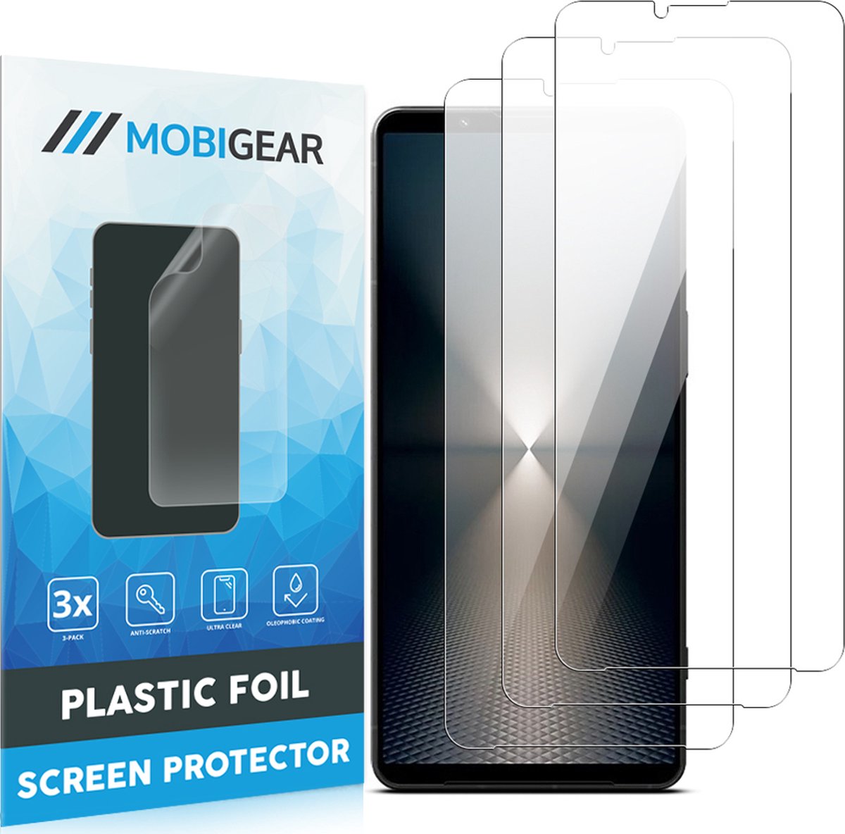 Mobigear Screenprotector geschikt voor Sony Xperia 1 VI | Mobigear Screenprotector Folie - Case Friendly (3-Pack)
