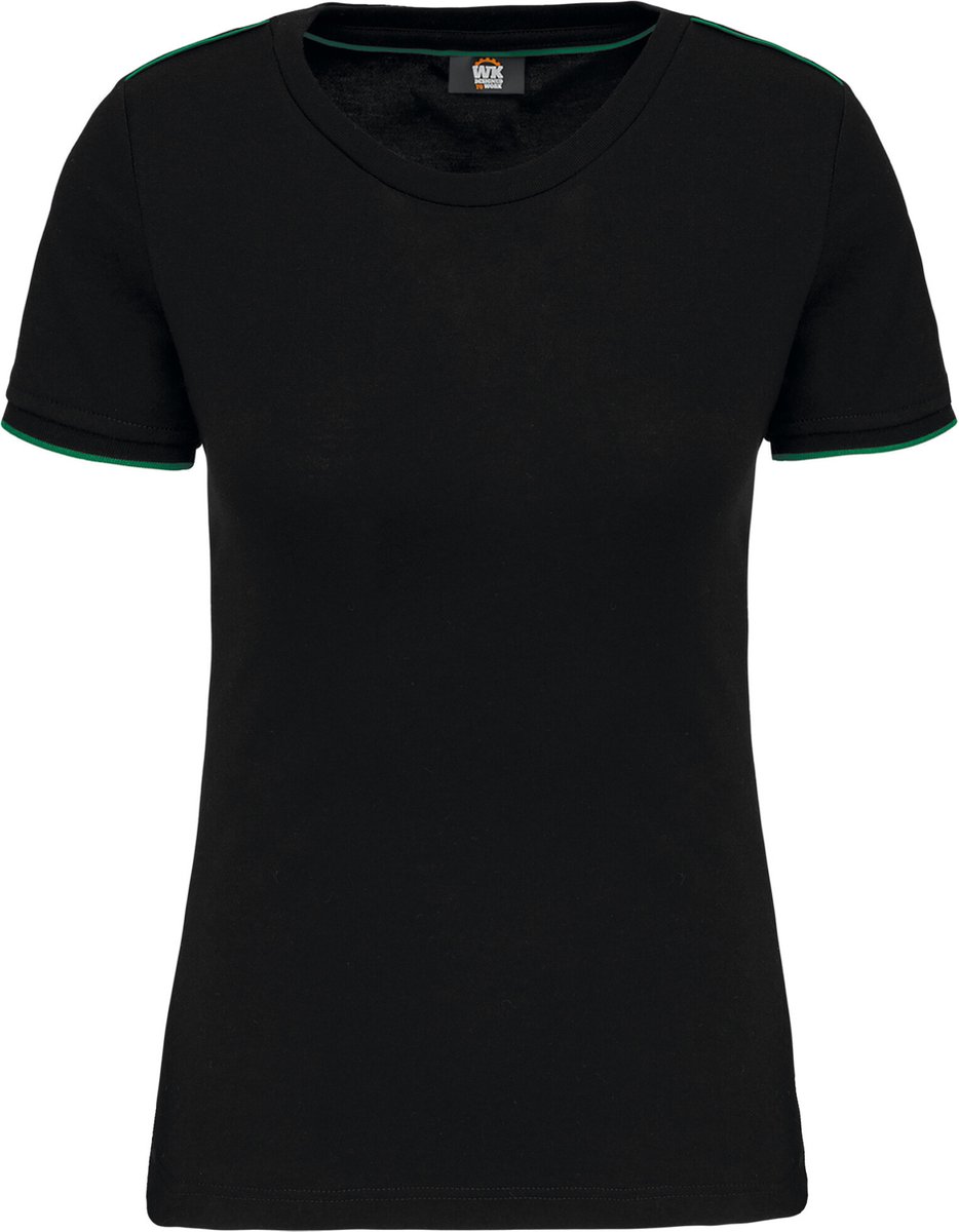 WK. Designed To Work Dames-t-shirt Day To Day korte mouwen WK3021 - Black / Kelly Green - XS