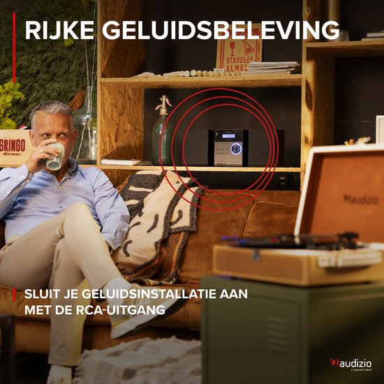 Bluetooth platenspeler met speakers - Audizio RP119 - Model 2025 - Retro platenspeler - Goud/Wit — afbeelding 5