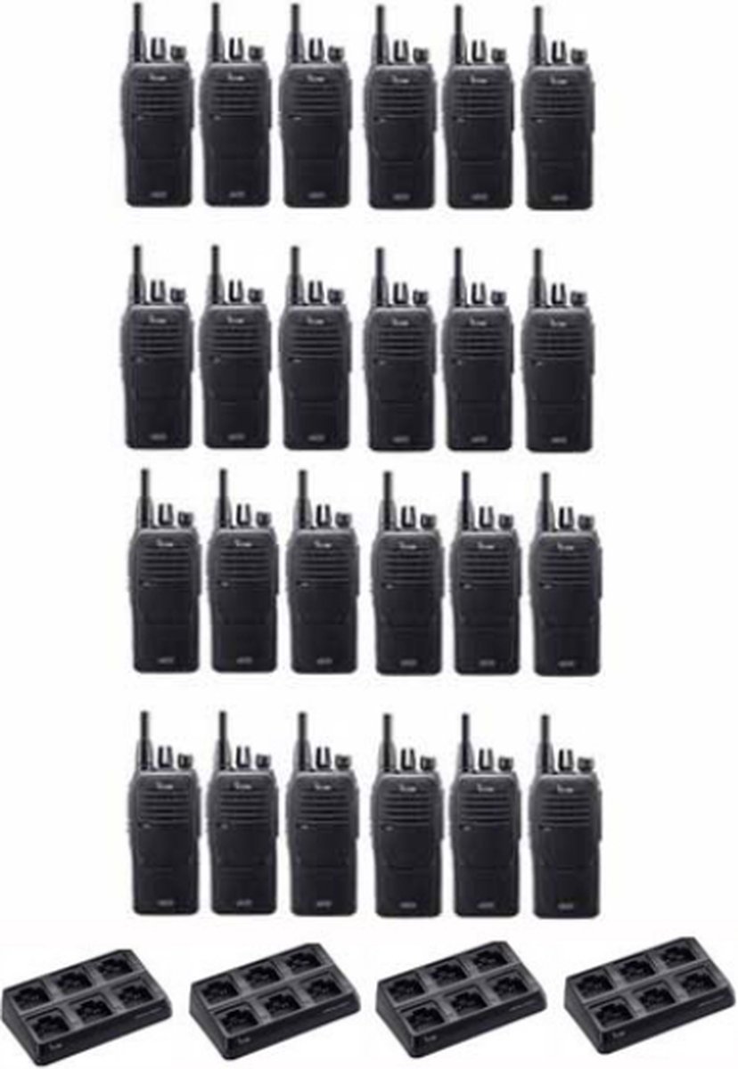 Set van 24 Icom IC-F29DR3 Digitaal DPMR en PMR446 portofoons met 4 multiladers