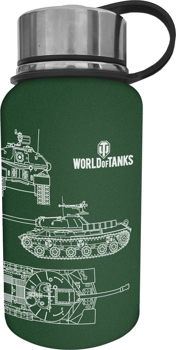 World Of Tanks - Thermosfles - Tank Schematics - Groen - 650 ml