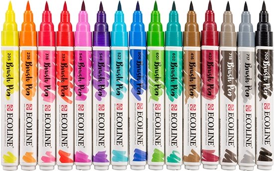 Stylo pinceau Talens Ecoline , étui de 15 pièces, assorti