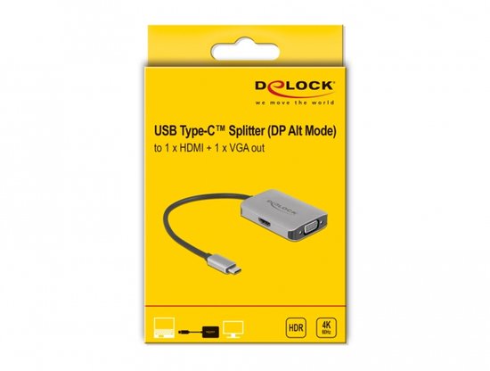 Ast Code Splitter USB Type-C Splitter (DP ALT-modus)> 1 x Hdmi + 1 X VGA OUT | bol