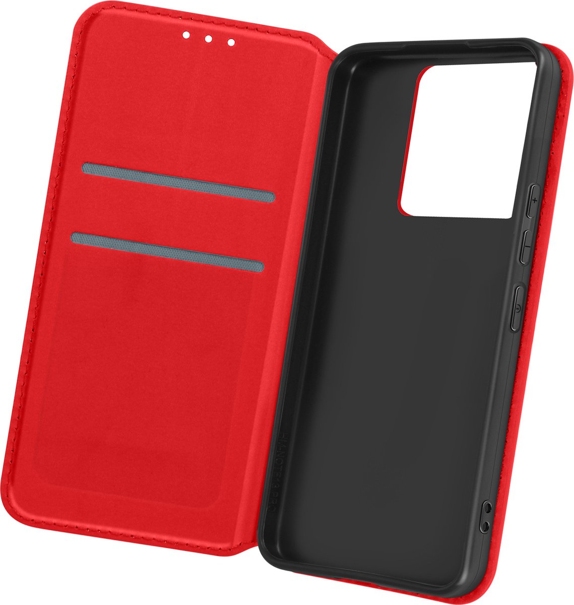 Avizar Foliohoes Geschikt voor Xiaomi Redmi Note 13 Pro 5G Multifunctioneel, Rood
