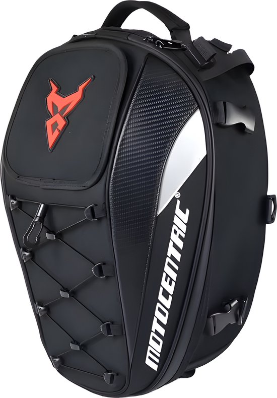 CarryQuest® - Motor Rugzak - Motor Zadeltas en Motor Rugzak in 1 - Motorhelm Tas - Motorhelm - Motorhelm Rugzak - Motorhelm Tassen - Carbon - 48L - Staarttas - Rugzak - Handtas - Schoudertas - Oxford - Carbonvezel - Bevestigingsriem - Rood