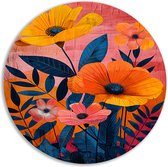 Bloemen wanddecoratie rond - Natuur wandschalen - Muurcirkel Bladeren - Wanddecoratie kinderkamer - Schilderij rond - Kunstwerk muurcirkel forex 100x100 cm