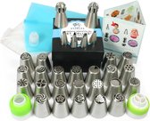 Wenburg spuitmondset - 29-delig - diverse spuitzakken met professionele spuitmonden - bakset met veelzijdige accessoires voor taartdecoratie inclusief e-book (Deluxe)
