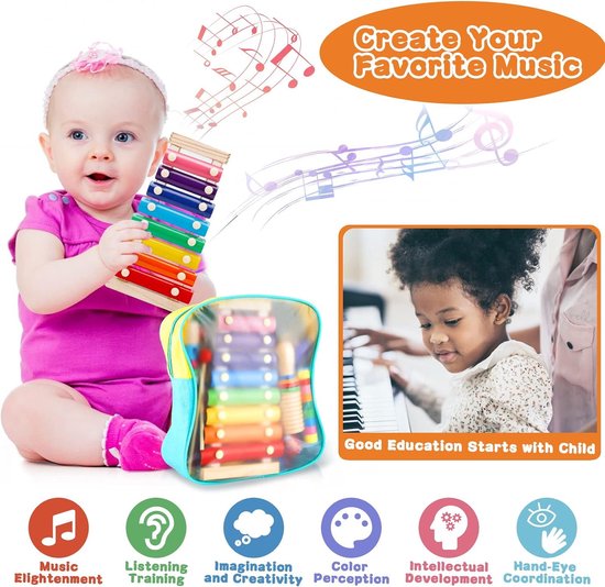 JOFLVA Muziekinstrumenten voor kinderen, 32-delige percussieset van