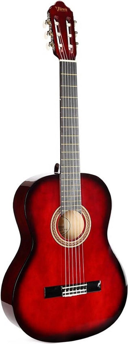 Valencia VC104RDS klassieke gitaar, linden body, esdoorn fb, hoogglans finish, sunburst rood