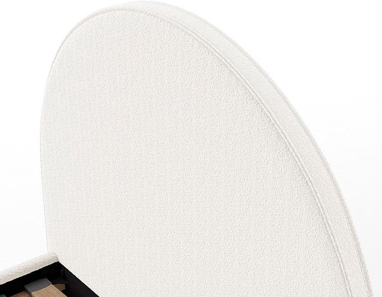 Lit simple Maeva - 212x97x107 cm - Tissu bouclé blanc - Vipack - Lits simples rembourrés - Blanc - Textile - Lits simples rembourrés