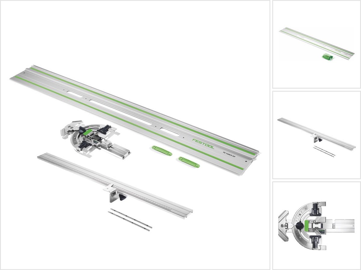 Festool FS-WA hoekgeleider voor geleiderail FS/2 60º zaagsnede + verlengstuk FS-WA-VL + FS 1400/2-KP geleiderail 1400 mm