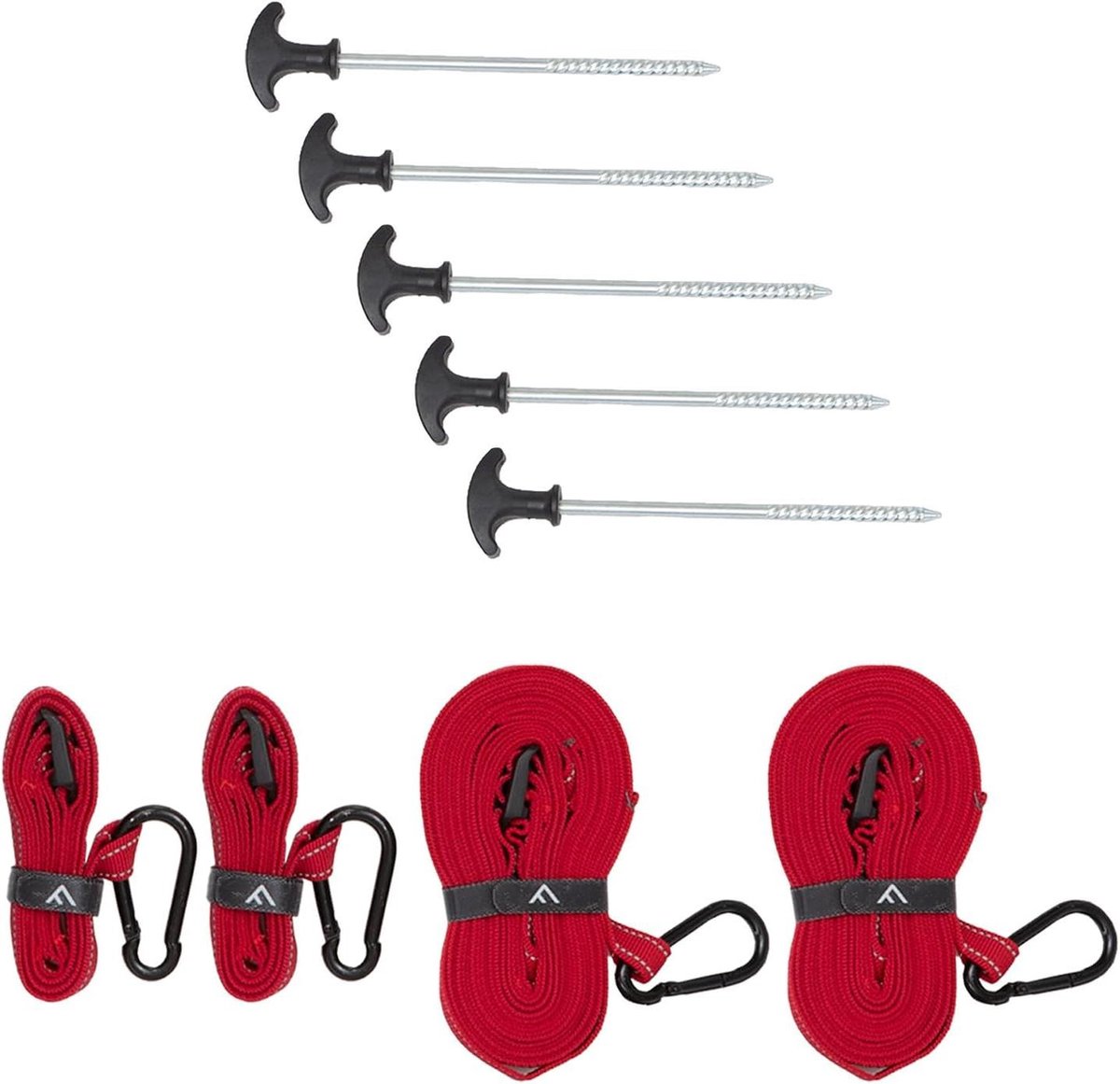 Freedom Tent Strap Set - scheerlijnen karabijnhaken en haringen Tent pegs