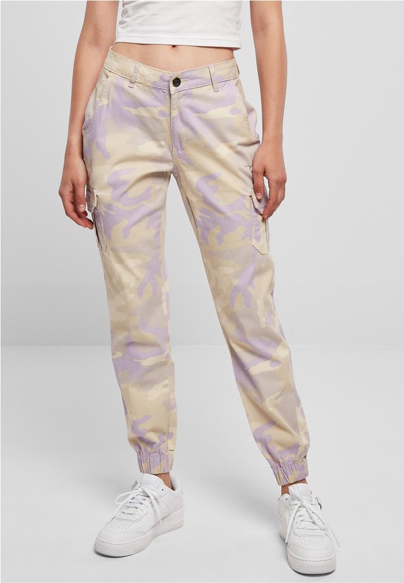 Urban Classics High Waist Camo Cargobroek Taille 28 inch Paars