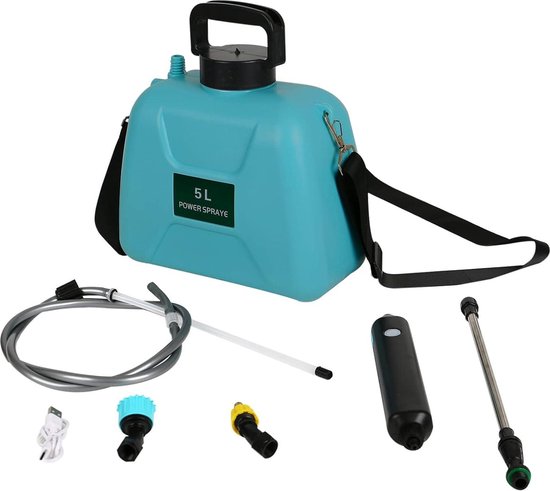 Op batterijen werkende sproeier - 5 liter elektrisch sproeiapparaat met hoge capaciteit - 3 nevelsproeiers - 2000 mAh oplaadbaar - 180 minuten tuinsproeier onkruidsproeier van Merkloos	 — afbeelding 2